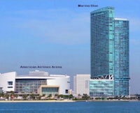 the miami skyline and the american airlines arena