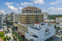 an aerial view of a building in downtown tampa, florida